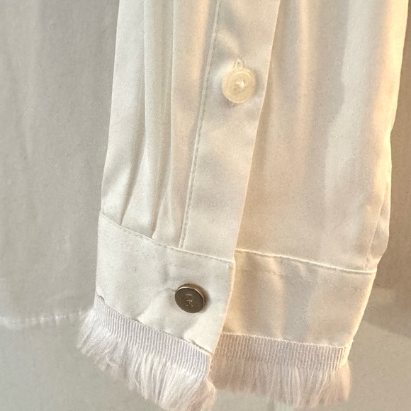 NWT Donna Karan elegant white shirt with fringe detail - Picture 5 of 11